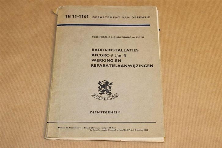 Radio-installatie AN/GRC-3 t/m 8 — Handleiding TH 11-1161, Verzamelen, Militaria | Algemeen, Landmacht, Boek of Tijdschrift, Nederland