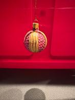 Kerstbal klein fuchsia met goud design, Diversen, Kerst, Ophalen of Verzenden, Zo goed als nieuw