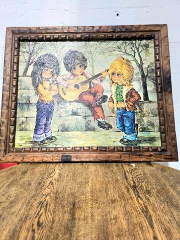 Vintage Signed 60s/70s 'The Musicians' Framed Painting  beschikbaar voor biedingen