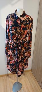 Zwart/rood/cognac- bruin gebloemde tuniek blouse, maat 42, Ophalen of Verzenden, Zo goed als nieuw, Maat 42/44 (L), Bruin