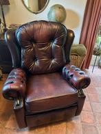 Chesterfield stoel, Huis en Inrichting, Fauteuils, Ophalen, Minder dan 75 cm, Leer, Zo goed als nieuw