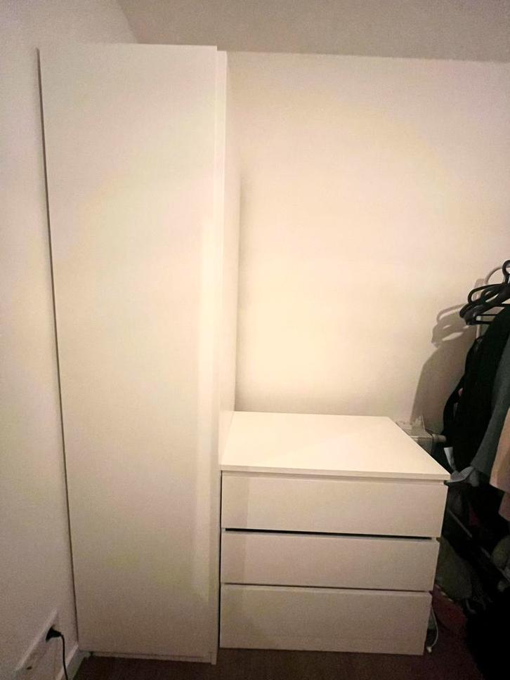 IKEA kasten Pax + Malm wit, Huis en Inrichting, Kasten | Kledingkasten, Gebruikt, Met lade(s), Met deur(en), Met hangruimte, Ophalen