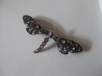 Vintage haarspeld / libelle / zilverkleurig met roze strass, Ophalen, Zo goed als nieuw, Haarspeld