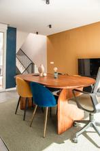 4 Kana Fluwelen Eetkamerstoelen - Blauw & Mosterdgeel, Huis en Inrichting, Tafels | Eettafels, Minder dan 50 cm, Overige materialen