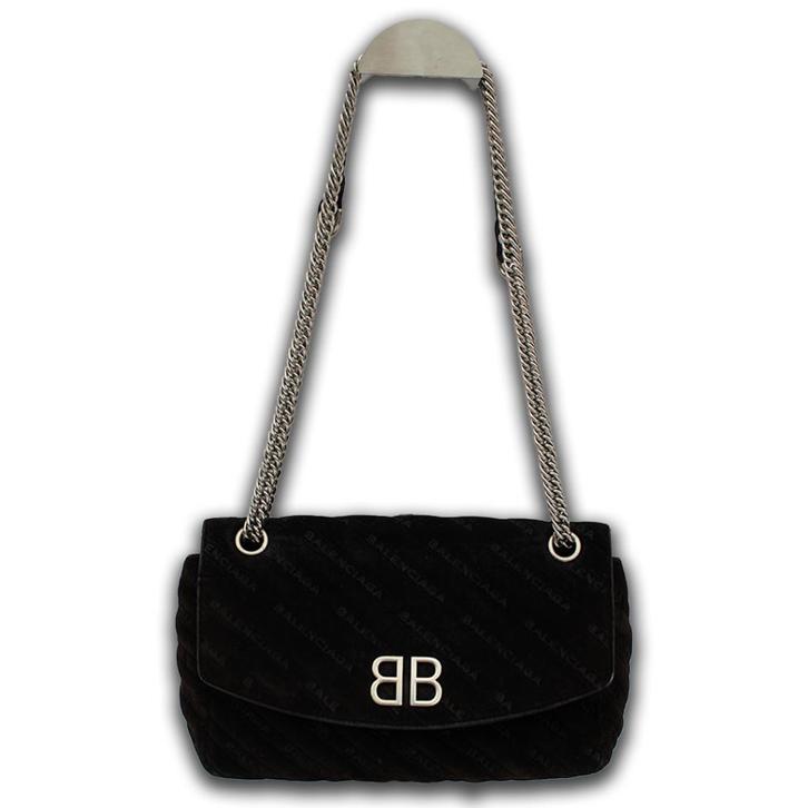 Balenciaga tas BB chain fluweel zwart, Sieraden, Tassen en Uiterlijk, Tassen | Damestassen, Gebruikt, Schoudertasje, Zwart, Verzenden