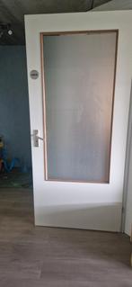 Opdekdeur met glas, Doe-het-zelf en Verbouw, Deuren en Horren, Ophalen, Gebruikt, 80 tot 100 cm, Binnendeur