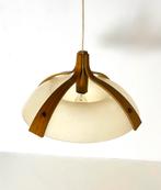 Vintage teakhouten hanglamp, Temde Leuchten ‘60, Huis en Inrichting, Lampen | Hanglampen, Glas, Vintage retro buisframe design rotan webbing papercord deens
