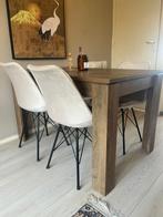 4 velvet eetkamerstoelen zandkleur, Huis en Inrichting, Stoelen, Ophalen, Bruin, Zo goed als nieuw, Vier