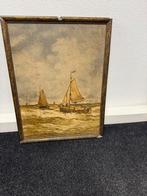 Oude schilderij met zeilschepen, Antiek en Kunst, Kunst | Schilderijen | Klassiek, Ophalen