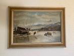 Olieverf schilderij winters landschap., Antiek en Kunst, Ophalen