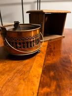 Antieke Voetenstoof met Koperen Kolenhouder, Antiek en Kunst, Ophalen of Verzenden, Koper