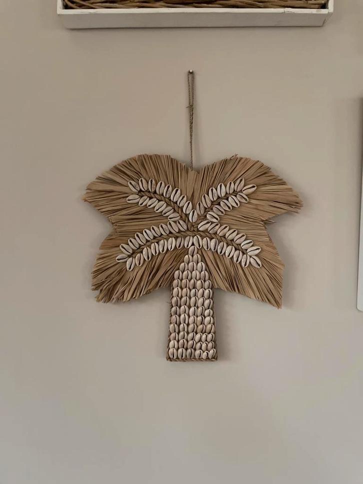 Nieuw schelpen raffia palmboom klein, Huis en Inrichting, Woonaccessoires | Wanddecoraties, Nieuw, Ophalen of Verzenden