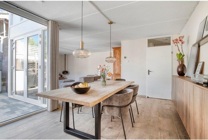 Eettafel 100x240cm - Stalen poten, Huis en Inrichting, Tafels | Eettafels, Gebruikt, 50 tot 100 cm, 200 cm of meer, Vijf personen of meer