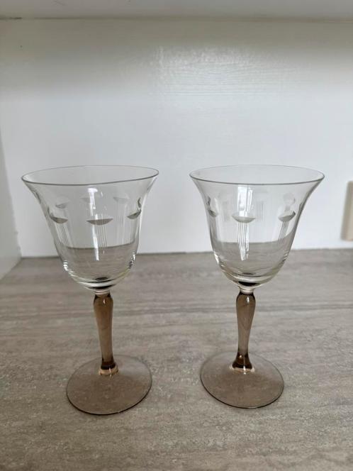 2 kristallen wijnglazen Kristalunie Maastricht, Antiek en Kunst, Antiek | Glas en Kristal, Ophalen of Verzenden
