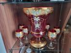 Boheemse kristaal vaas met 6 glazen, Ophalen of Verzenden
