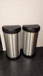2x Curver Decobin Push Prullenbak Zilver/Zwart 40L, Kunststof, 40 liter of meer, Ophalen of Verzenden, Zo goed als nieuw