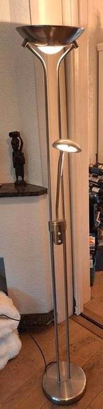 Staande schemerlamp / sfeerlamp zilverkleurig (dimbaar), Huis en Inrichting, Lampen | Vloerlampen, Ophalen, Gebruikt, 150 tot 200 cm