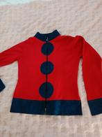 Rood wol met blauwe jeans vintage vest en bijpassende broek, Maat 38/40 (M), Ophalen of Verzenden, Zo goed als nieuw, Rood