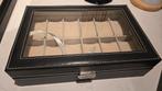 Luxe horlogebox voor 12 horloges, Sieraden, Tassen en Uiterlijk, Beautycases, Zwart, Ophalen of Verzenden, Zo goed als nieuw, Met slot