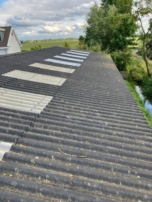Golfplaten vezelcement, Doe-het-zelf en Verbouw, Dakpannen en Dakbedekking, Gebruikt, Golfplaat, Zwart, 15 m² of meer, Ophalen
