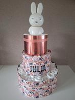 Luiertaart drielaags - Roze bloemen met naam, Kinderen en Baby's, Kraamcadeaus en Geboorteborden, Ophalen of Verzenden, Nieuw
