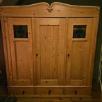 Antieke grenen kast met glas, Huis en Inrichting, Kasten | Kledingkasten, Gebruikt, Met deur(en), 150 tot 200 cm, Grenenhout