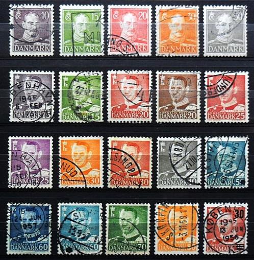 Denemarken : 20 kopjes Koning Christiaan X en Frederik XI, Postzegels en Munten, Postzegels | Europa | Scandinavië, Gestempeld