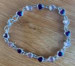 Hartjes armbandje met donker paarse en lichte kleur hartjes, Sieraden, Tassen en Uiterlijk, Ophalen of Verzenden, Zo goed als nieuw