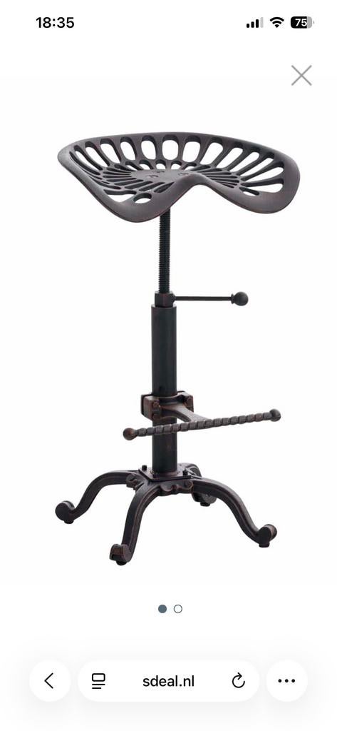 2 Bronzen Barkrukken Trekker Zadel Design, Ophalen, In hoogte verstelbaar, 60 tot 90 cm, Nieuw