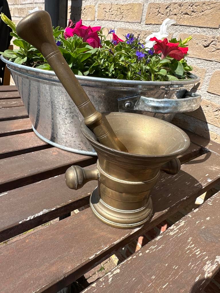 Antieke Vijzel met Stamper, Antiek en Kunst, Antiek | Koper en Brons, Ophalen of Verzenden, Brons