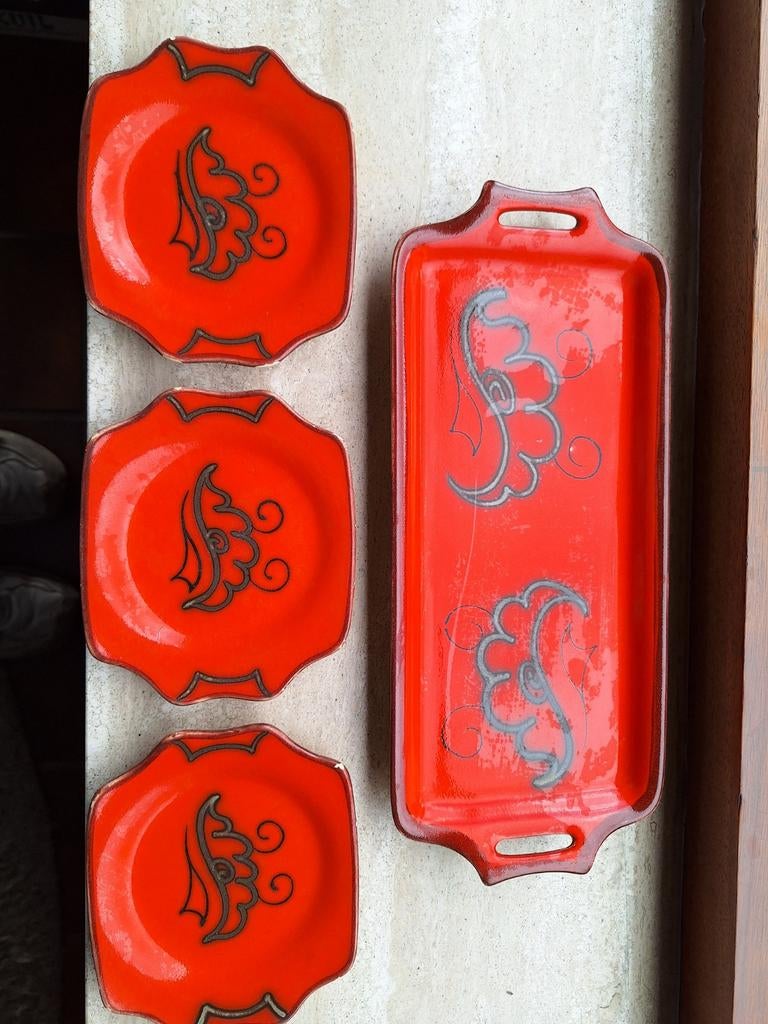 Vintage Tokio Flora keramiek Gouda Holland - Bord & dienblad, Antiek en Kunst, Ophalen of Verzenden