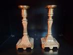 Twee 19e eeuwse bronzen kandelaars, Ophalen of Verzenden, Koper of Brons