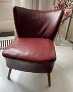 Vintage Cocktail Stoel Skai Leer Bordeaux Rood, Huis en Inrichting, Fauteuils, Ophalen, Minder dan 50 cm, Gebruikt, Minder dan 75 cm