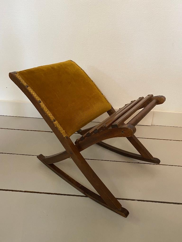 Brocante schommel voetenbank - hout - jaren 60/70, Ophalen of Verzenden