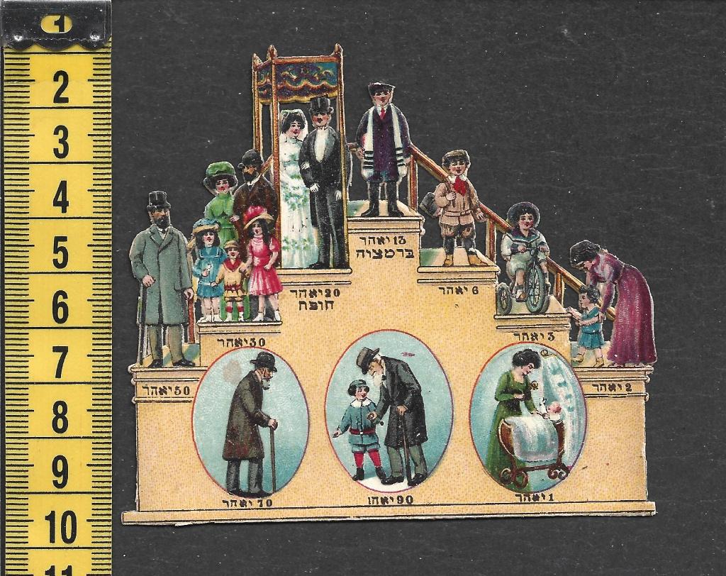 Joods antiek poezieplaatje: Joodse Levensladder (GR) (726), Ophalen of Verzenden