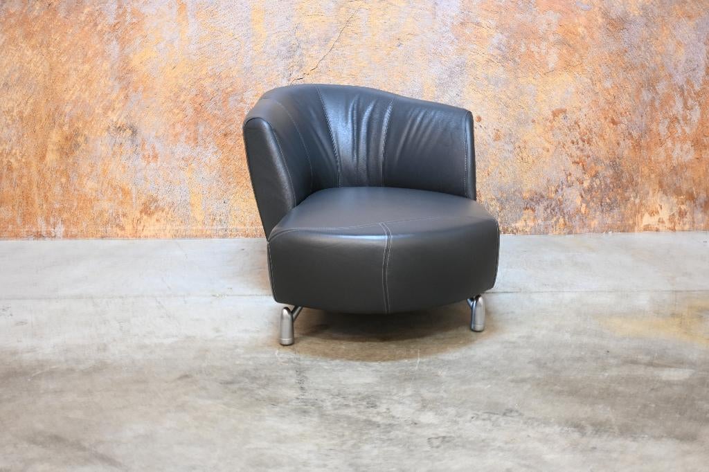 ZGANieuw grijze leren Leolux Pupilla design chaise longue, Leolux, Ophalen of Verzenden, Zo goed als nieuw, Minder dan 150 cm