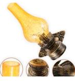 Wandlamp Industrieel olie-lamp lantaarn geel glas antiek set, Nieuw, Ophalen of Verzenden, H, Glas