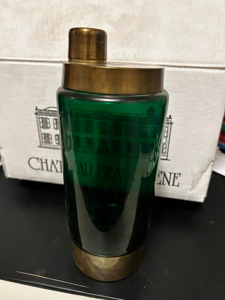 Vintage Groene Cocktailshaker met Glazen Set, Antiek en Kunst, Ophalen of Verzenden