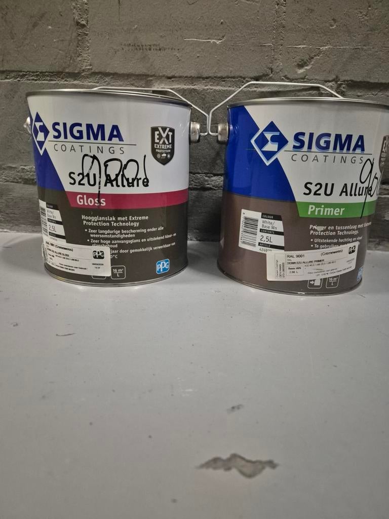Sigma S2U Allure Hoogglanslak en Primer 2.5L, Ophalen, Nieuw, Wit