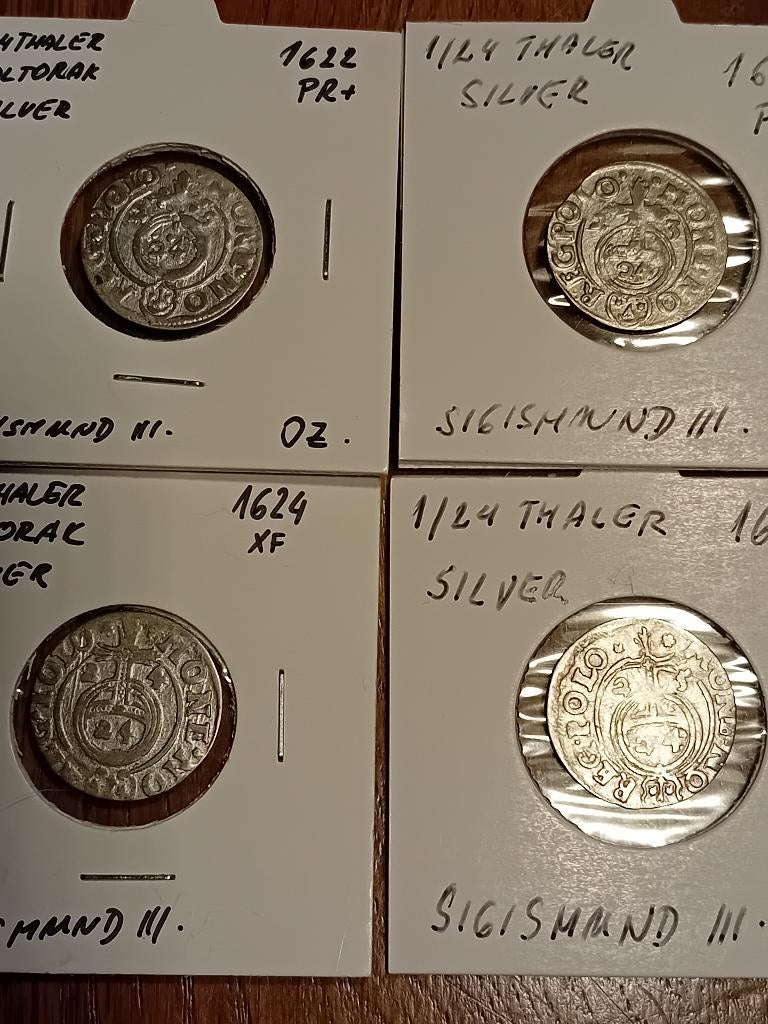 Mooi zilveren 1/24 Thaler 1622 - 25 Sigismund 3 bodemvondst., Ophalen of Verzenden, Buitenland, Munten