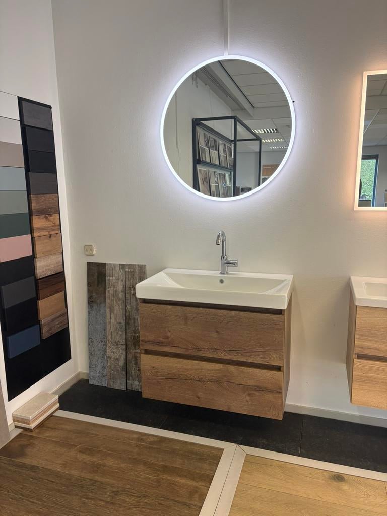 H&R Badmeubel Amador 80cm Tabacco | keramische wastafel