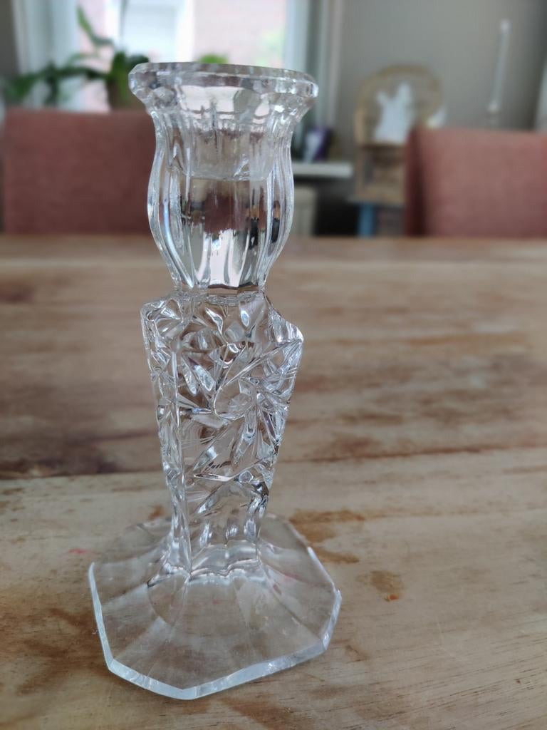 Prachtige kristallen kandelaar, Ophalen of Verzenden, Kristal