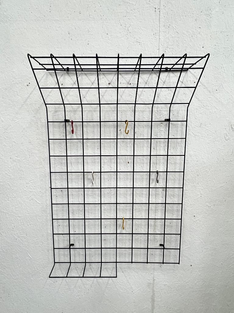 Vintage Draadstaal kapstok, 1950's, Karl Fichtel, Duitsland, Wandkapstok, Gebruikt, Drahtwerke Erlau AG, 100 tot 150 cm