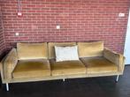 OKERGELE FLUWEEL 3-ZITSBANK, Ophalen, Gebruikt, Driepersoons, 75 tot 100 cm