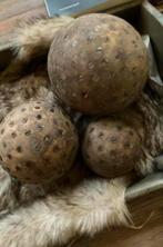 Antieke houten jeu de boules petanque ballen met spijkers, Ophalen of Verzenden