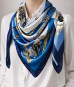 Elegante Dames Sjaal 90x90 - Blauw/Wit Patroon, Kleding | Dames, Mutsen, Sjaals en Handschoenen, Verzenden, Nieuw, Sjaal