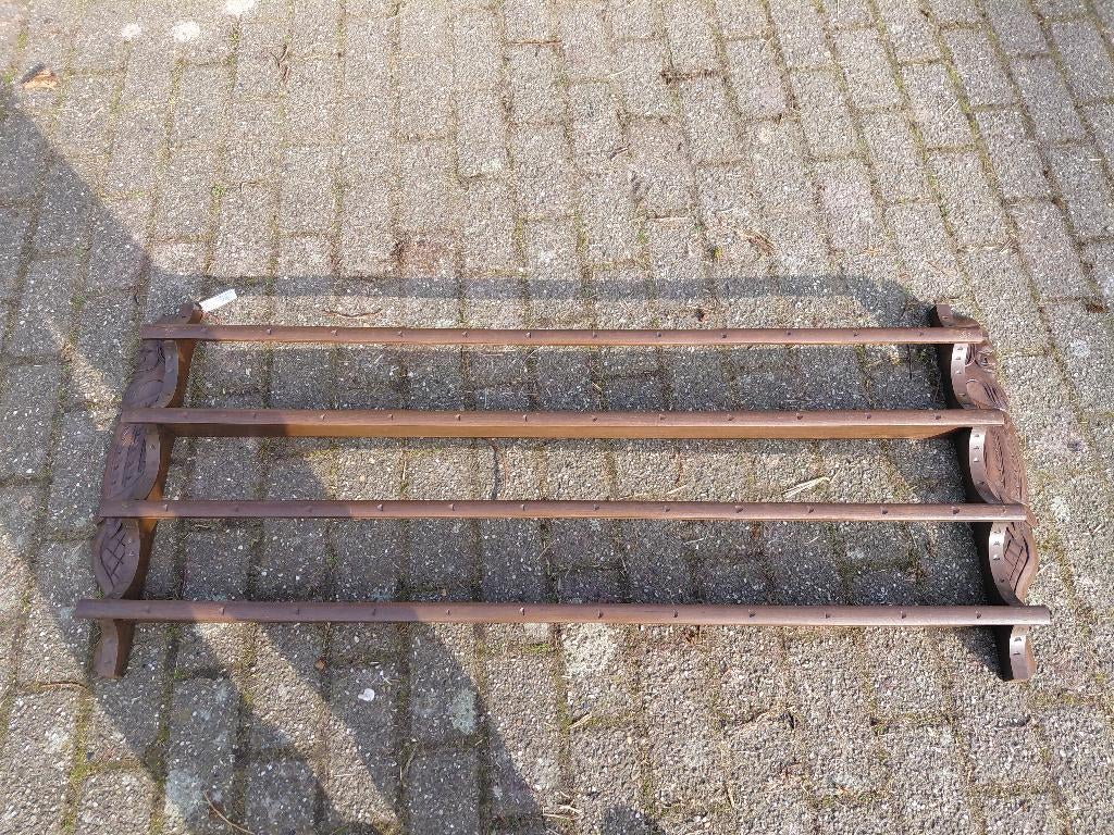 Antiek eiken bordenrek met baardmannen, 2 etages., Antiek en Kunst, Ophalen