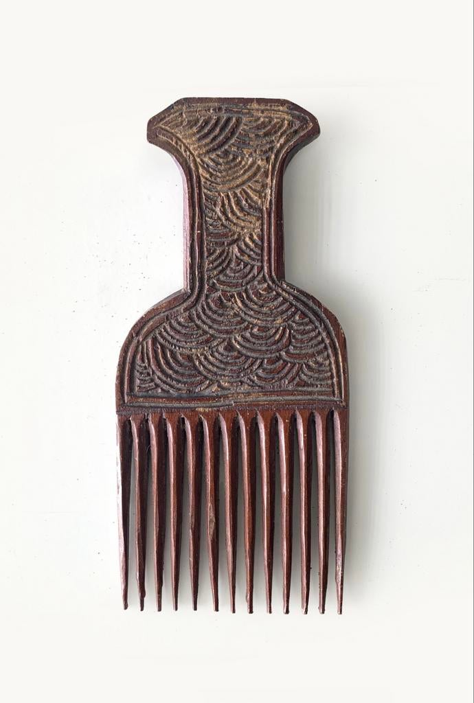 Handgesneden antieke Afrikaanse houten kam, Antiek en Kunst, Ophalen of Verzenden