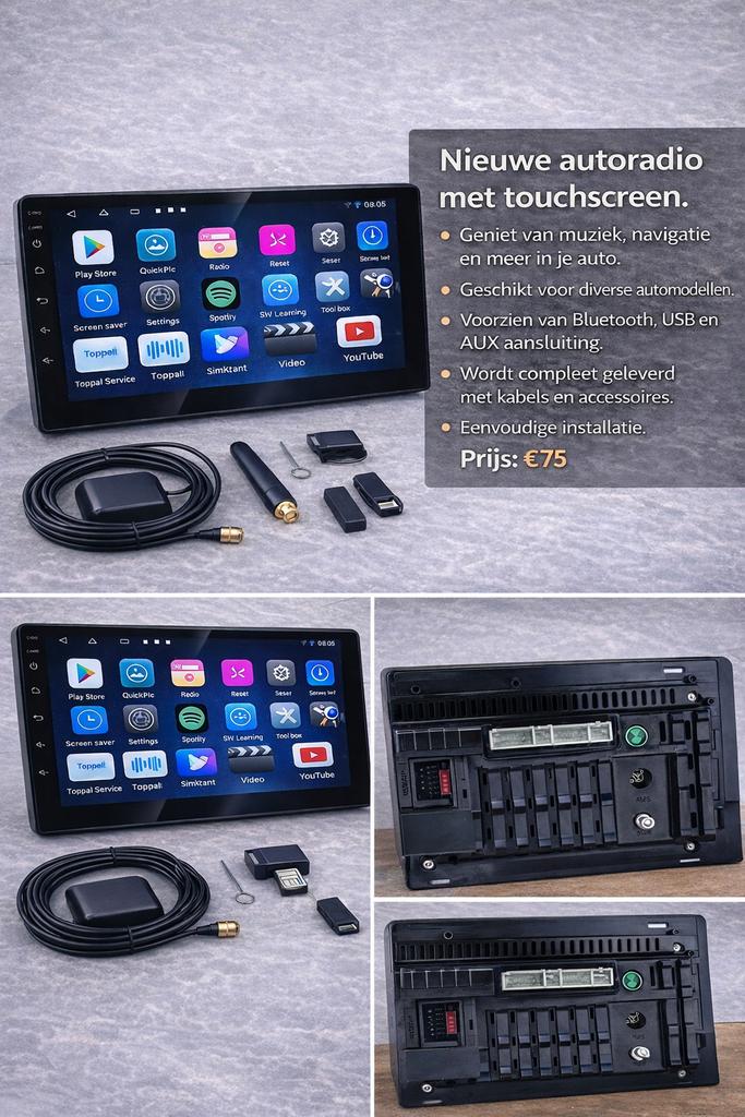 Te koop: Nieuwe autoradio met touchscreen, Ophalen of Verzenden, Zo goed als nieuw