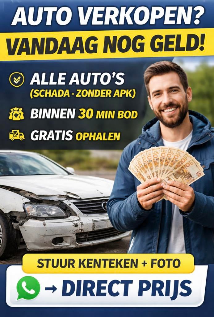Auto verkopen? Vandaag nog geld alle auto’s welkom, Ophalen of Verzenden